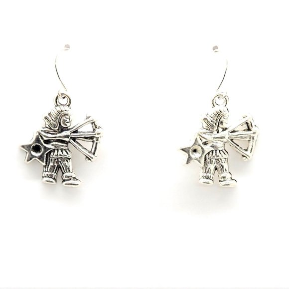 Silver Star Sagittarius Earrings - Picture 1 of 4